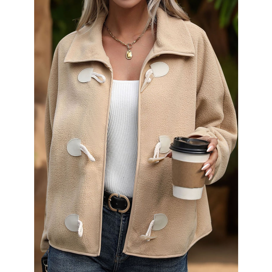 Pocketed Toggle Collared Neck Coat Apparel and Accessories