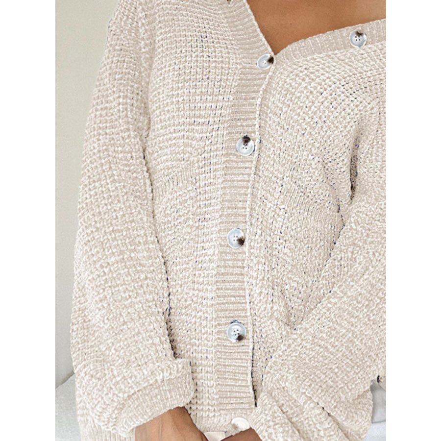 Pocketed V-Neck Button Up Cardigan Apparel and Accessories