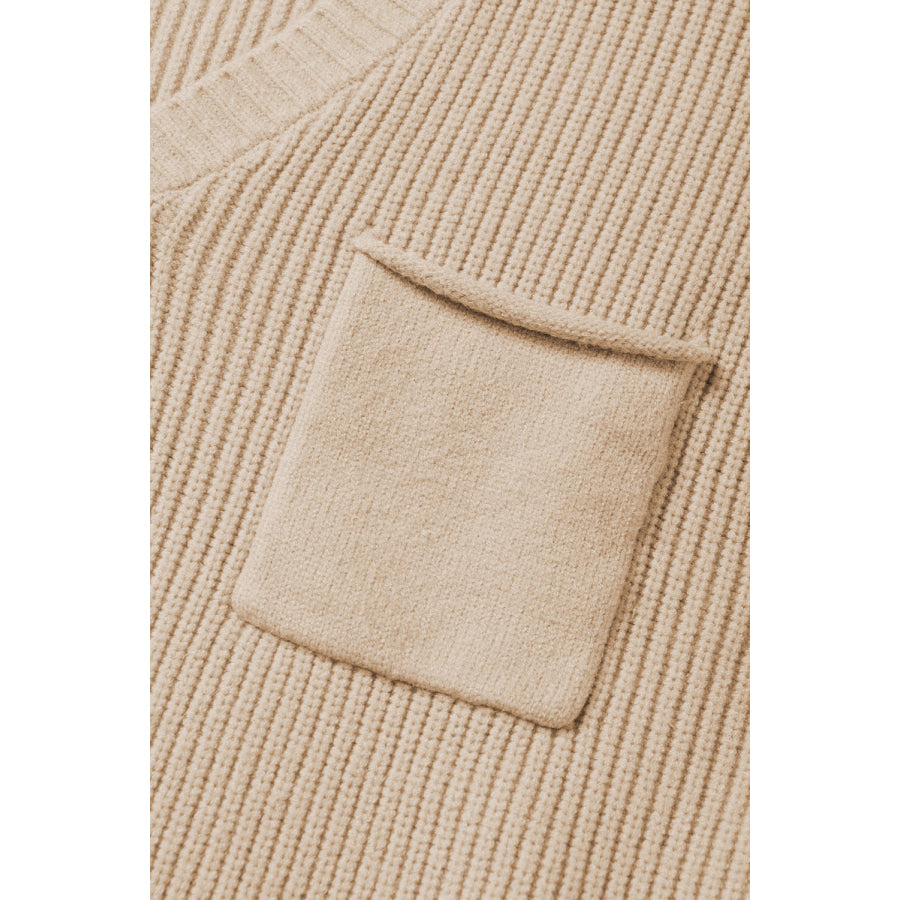 Pocketed V-Neck Cap Sleeve Sweater Apparel and Accessories
