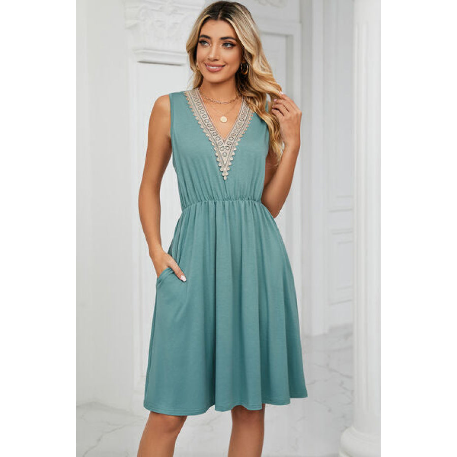 Pocketed V - Neck Wide Strap Dress Apparel and Accessories