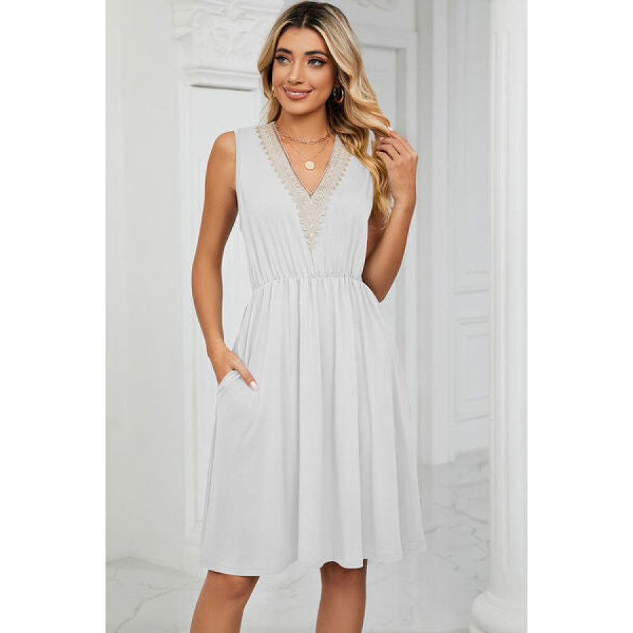 Pocketed V - Neck Wide Strap Dress Apparel and Accessories