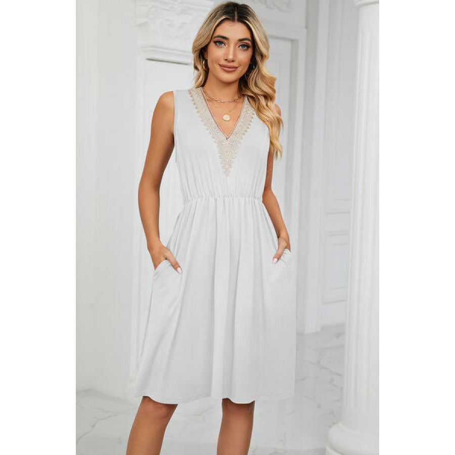 Pocketed V - Neck Wide Strap Dress Apparel and Accessories