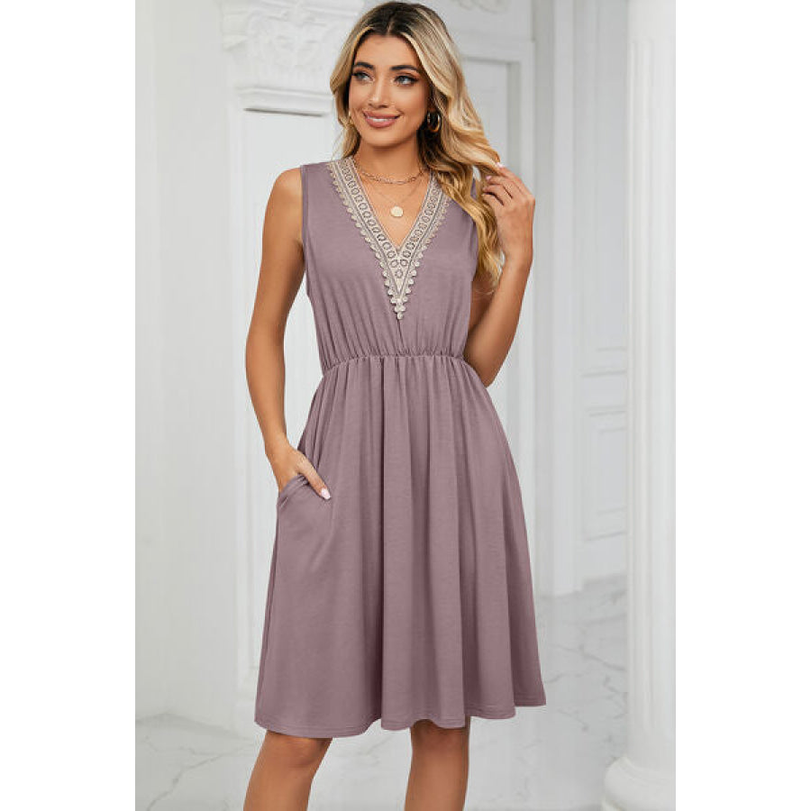 Pocketed V - Neck Wide Strap Dress Apparel and Accessories