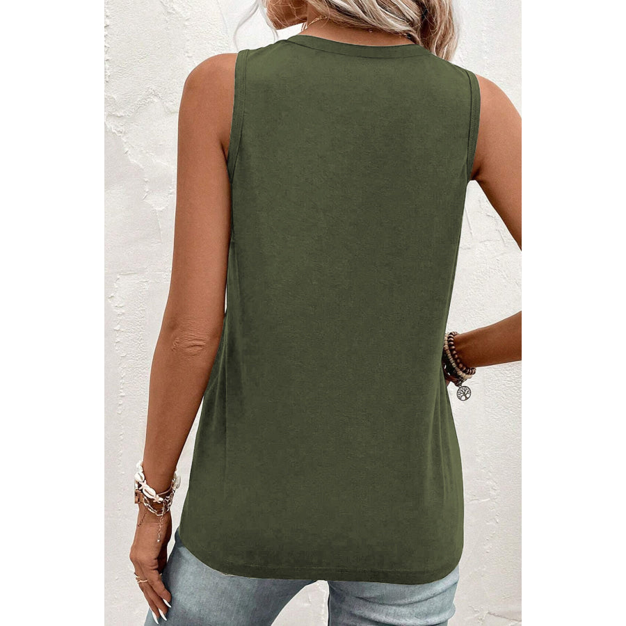 Pocketed V - Neck Wide Strap Tank Apparel and Accessories