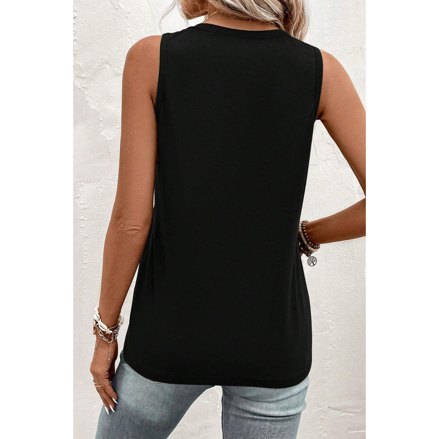 Pocketed V - Neck Wide Strap Tank Apparel and Accessories