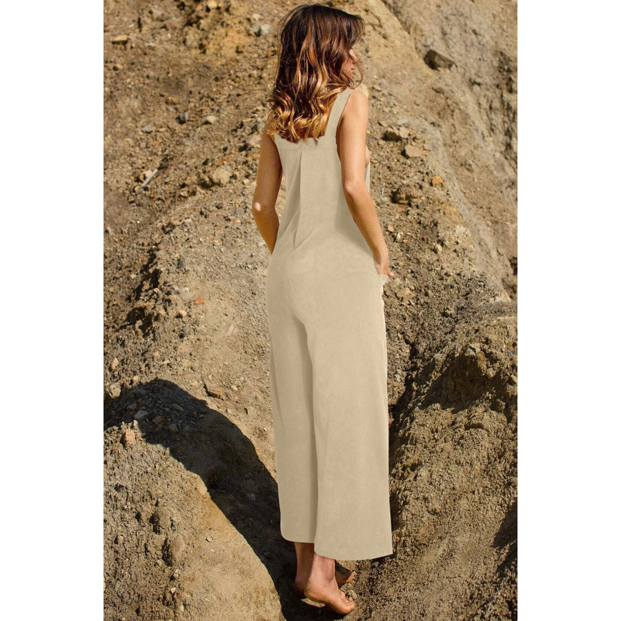 Pocketed Wide Leg Overall Apparel and Accessories