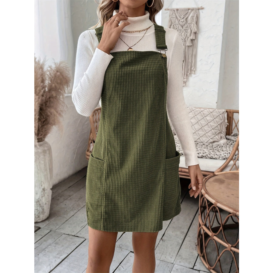 Pocketed Wide Strap Overall Dress Apparel and Accessories