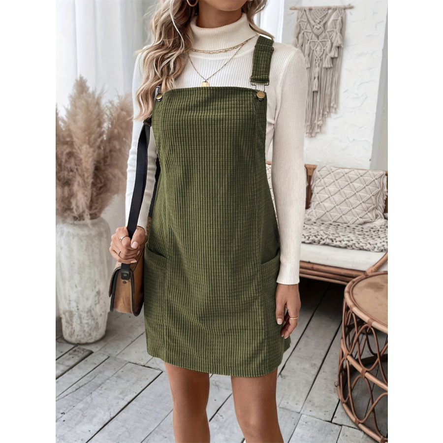 Pocketed Wide Strap Overall Dress Apparel and Accessories