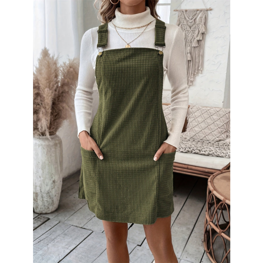 Pocketed Wide Strap Overall Dress Apparel and Accessories