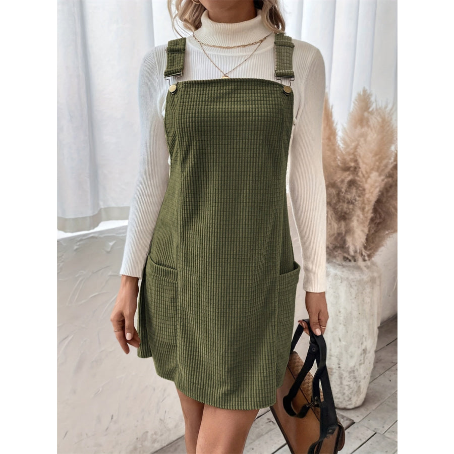 Pocketed Wide Strap Overall Dress Moss / S Apparel and Accessories