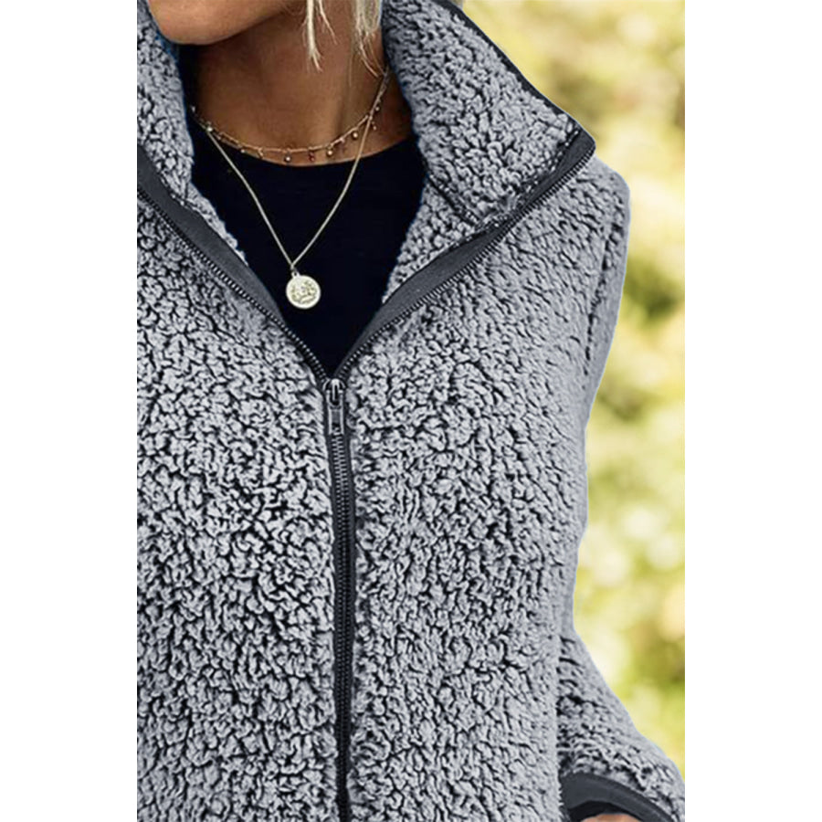 Pocketed Zip Up Turtleneck Jacket Apparel and Accessories