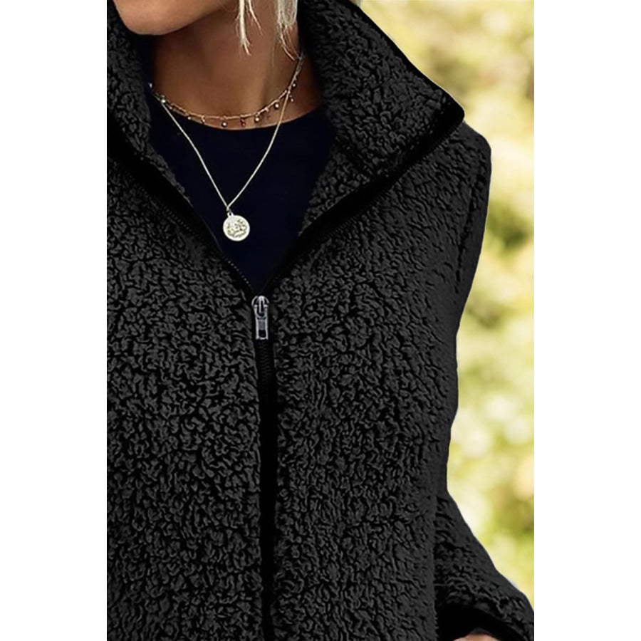 Pocketed Zip Up Turtleneck Jacket Apparel and Accessories