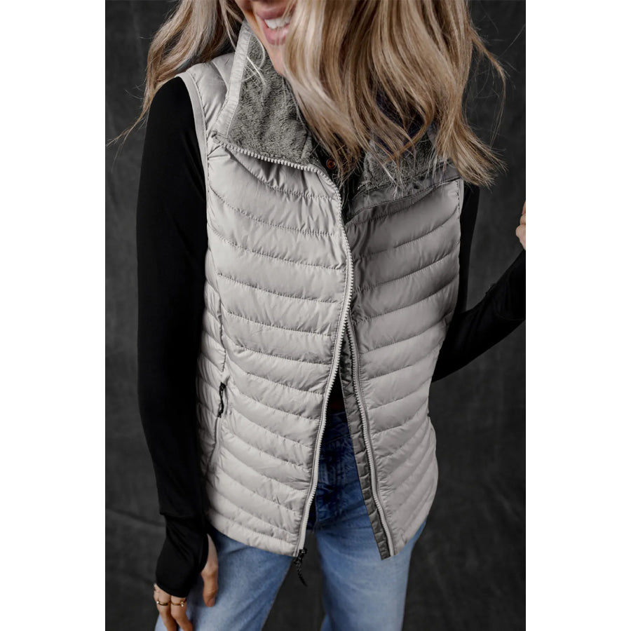 Pocketed Zip Up Vest Coat Apparel and Accessories