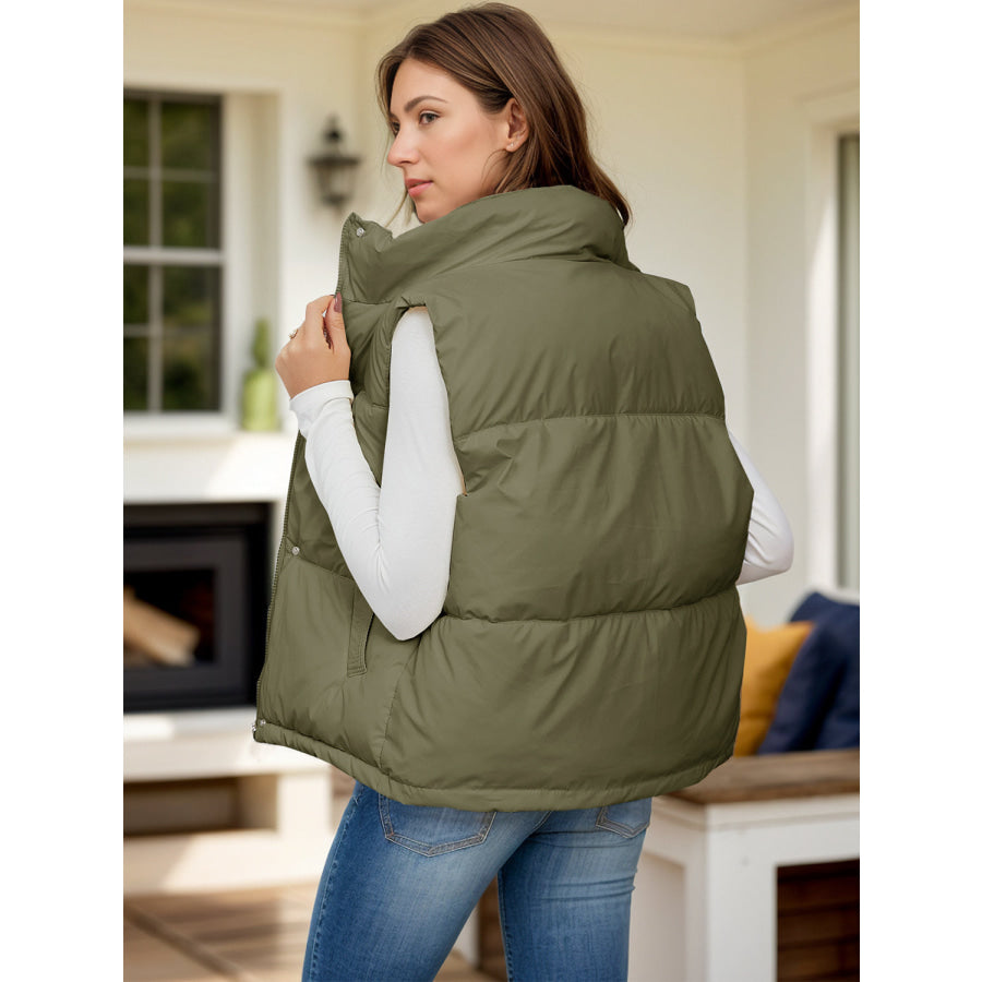 Pocketed Zip Up Vest Coat Apparel and Accessories