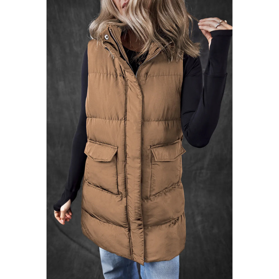 Pocketed Zip Up Vest Coat Apparel and Accessories