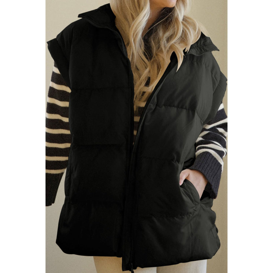 Pocketed Zip Up Vest Coat Apparel and Accessories