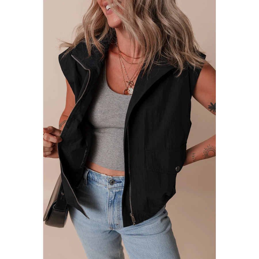 Pocketed Zip Up Vest Coat Apparel and Accessories