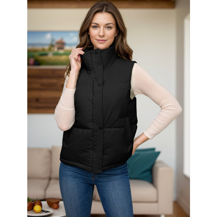 Pocketed Zip Up Vest Coat Apparel and Accessories