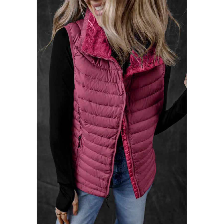 Pocketed Zip Up Vest Coat Apparel and Accessories