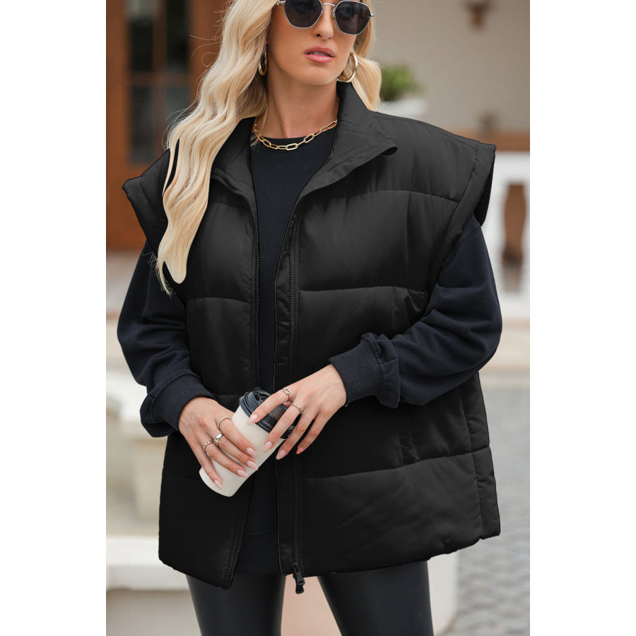 Pocketed Zip Up Vest Coat Apparel and Accessories