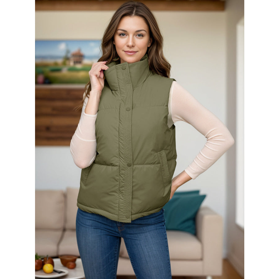 Pocketed Zip Up Vest Coat Apparel and Accessories