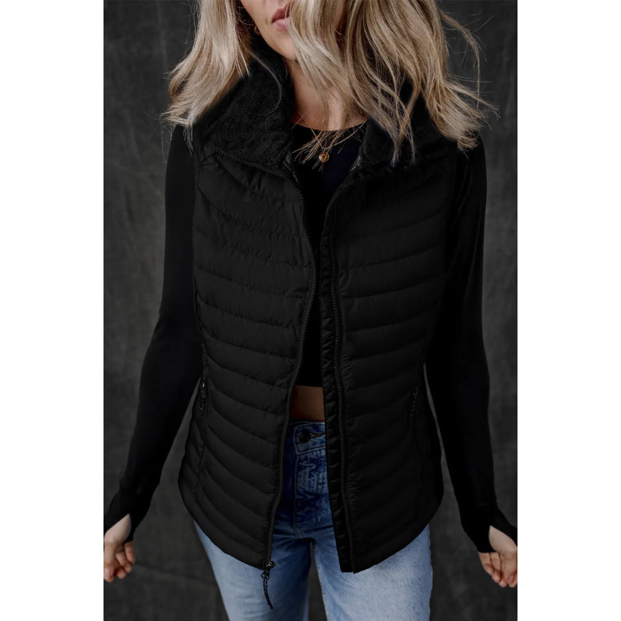 Pocketed Zip Up Vest Coat Apparel and Accessories