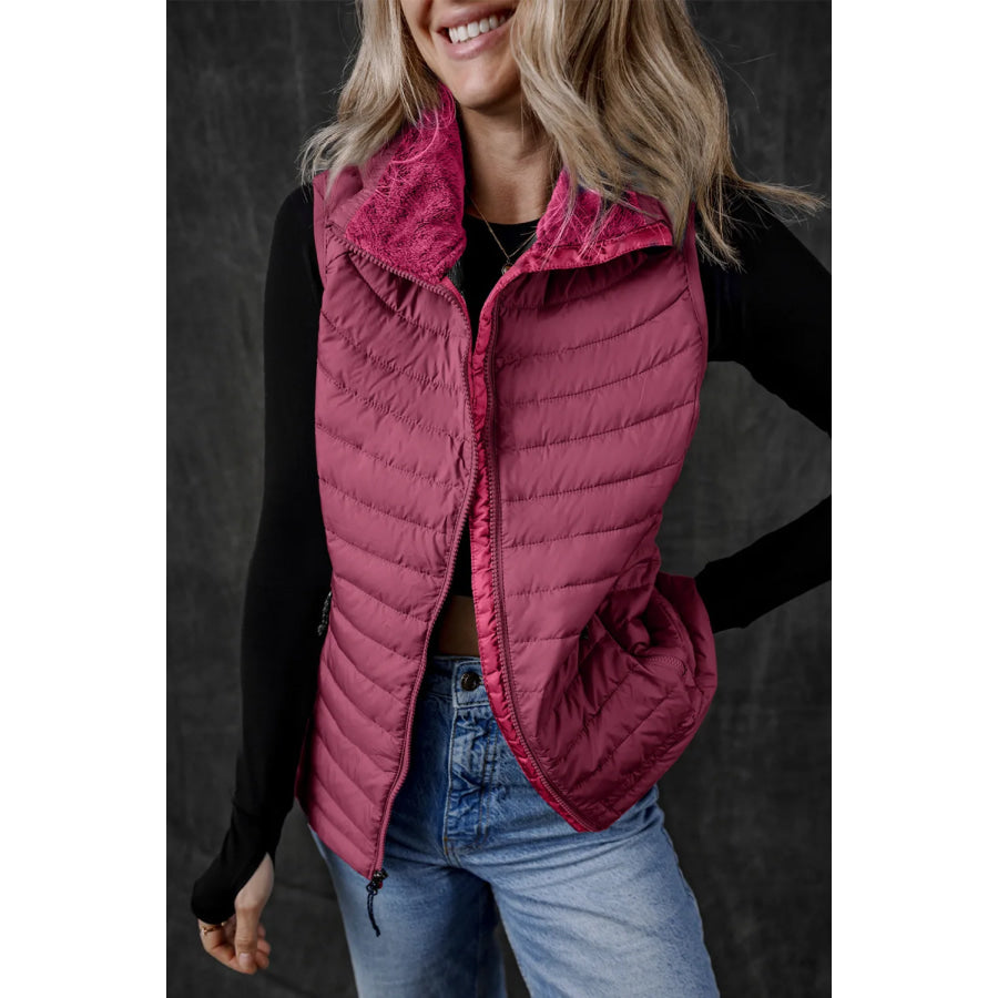 Pocketed Zip Up Vest Coat Apparel and Accessories