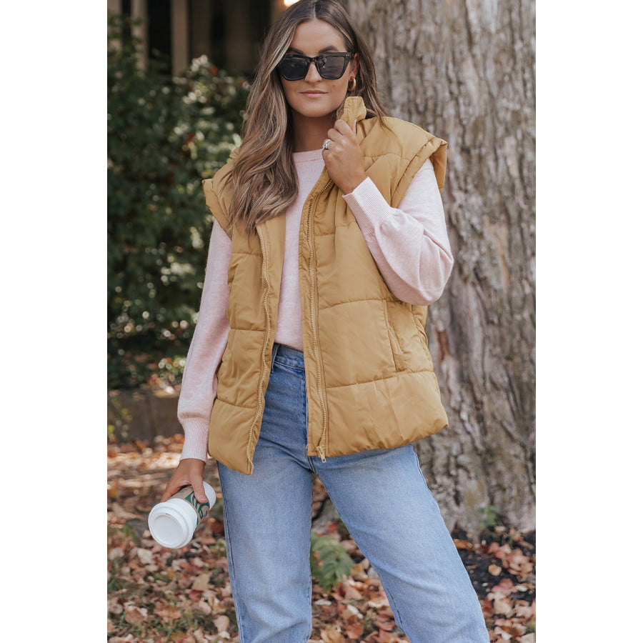 Pocketed Zip Up Vest Coat Apparel and Accessories