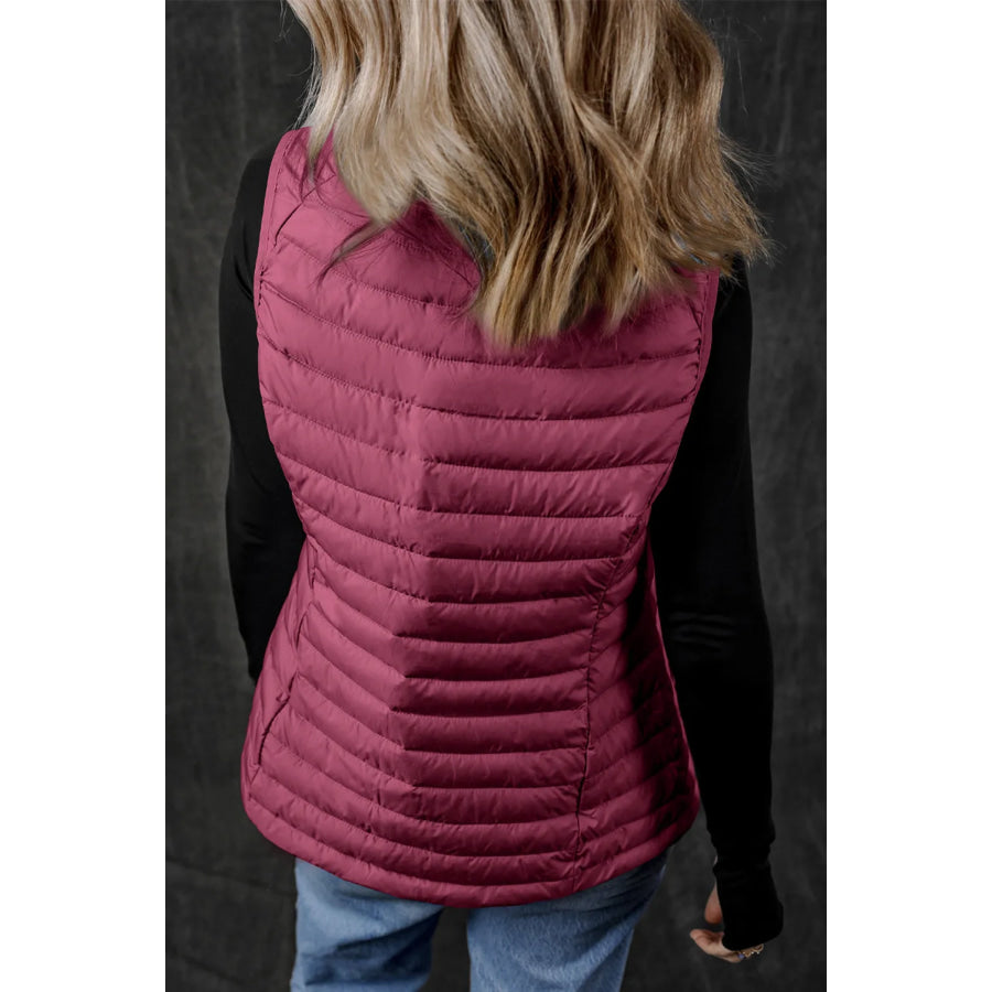 Pocketed Zip Up Vest Coat Apparel and Accessories