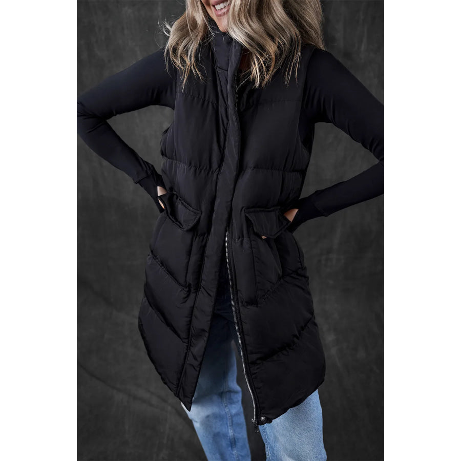 Pocketed Zip Up Vest Coat Apparel and Accessories