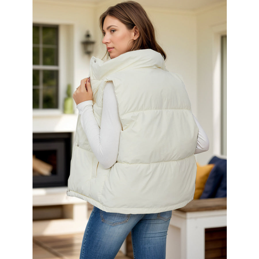 Pocketed Zip Up Vest Coat Apparel and Accessories