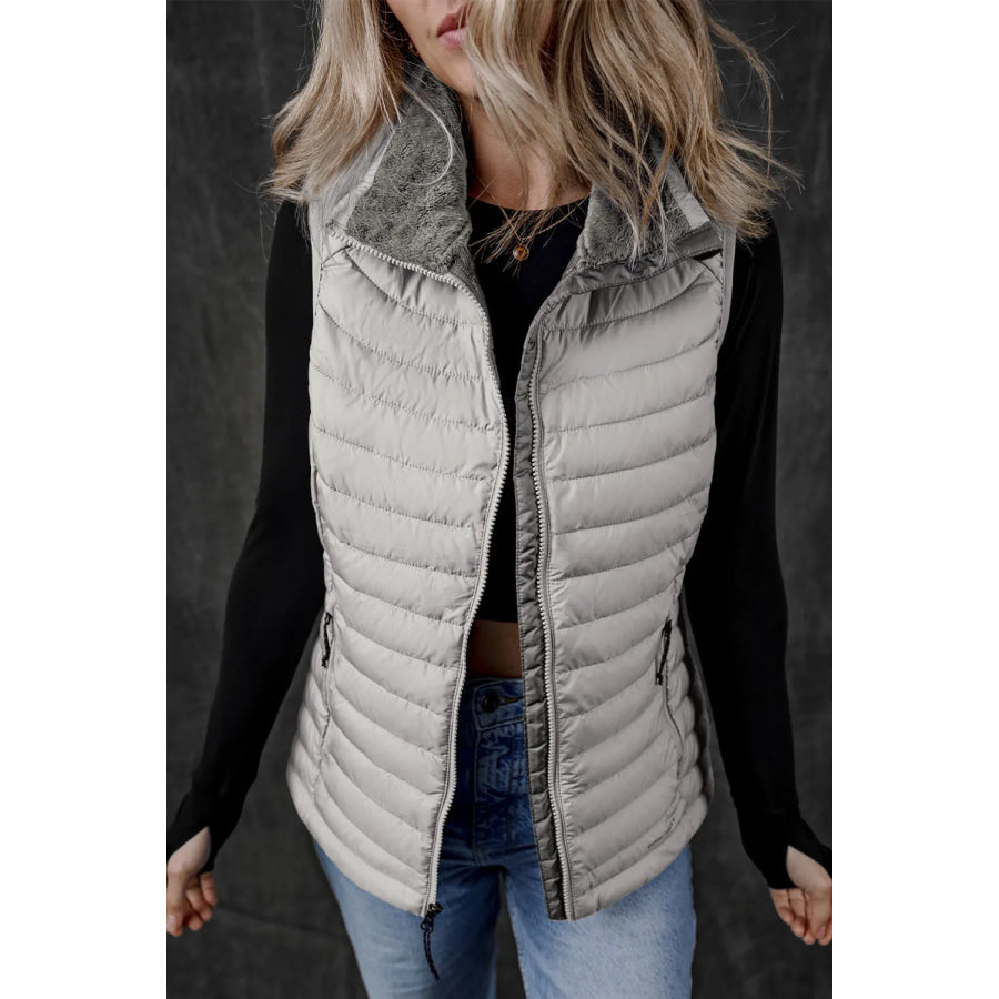 Pocketed Zip Up Vest Coat Apparel and Accessories