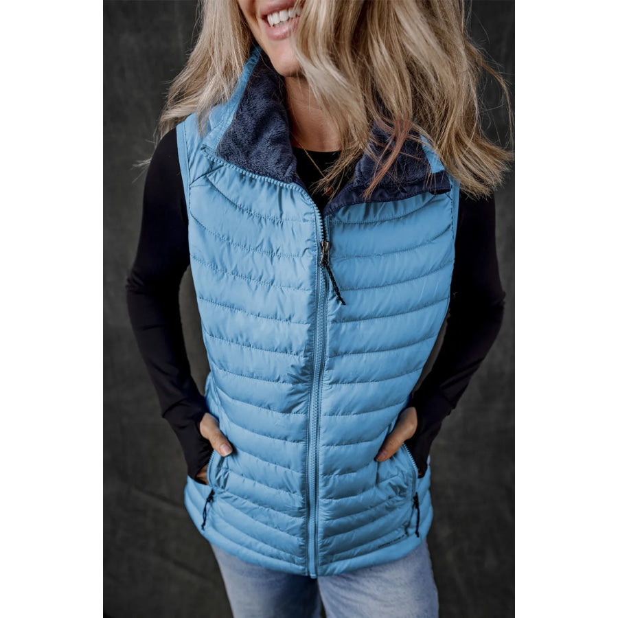 Pocketed Zip Up Vest Coat Apparel and Accessories