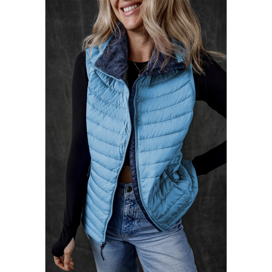 Pocketed Zip Up Vest Coat Apparel and Accessories