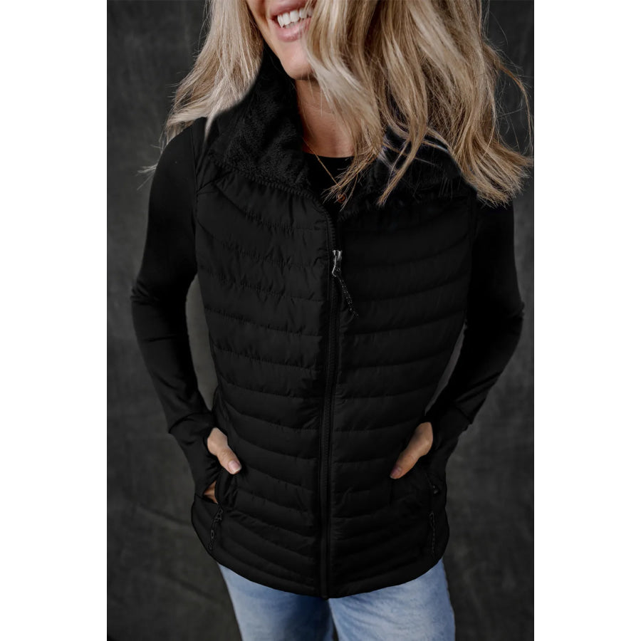 Pocketed Zip Up Vest Coat Apparel and Accessories