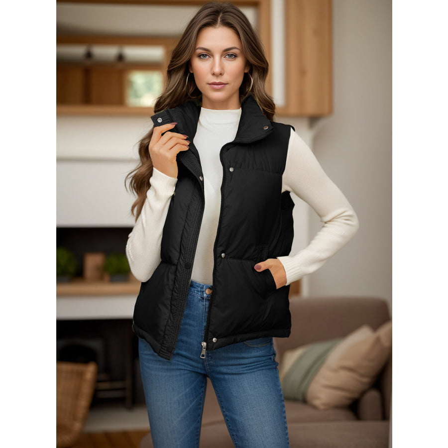 Pocketed Zip Up Vest Coat Apparel and Accessories