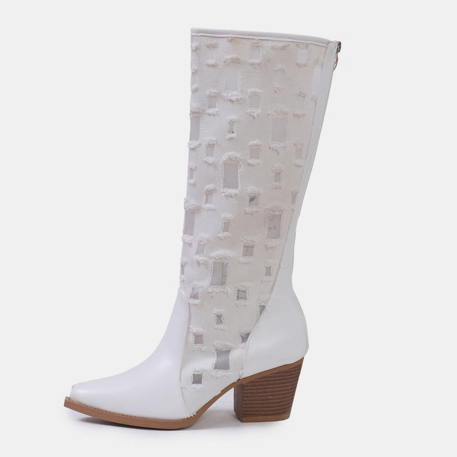 Point Toe Block Heel Boots Apparel and Accessories