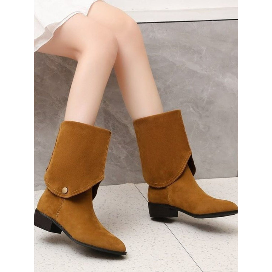 Point Toe Block Heel Boots Apparel and Accessories