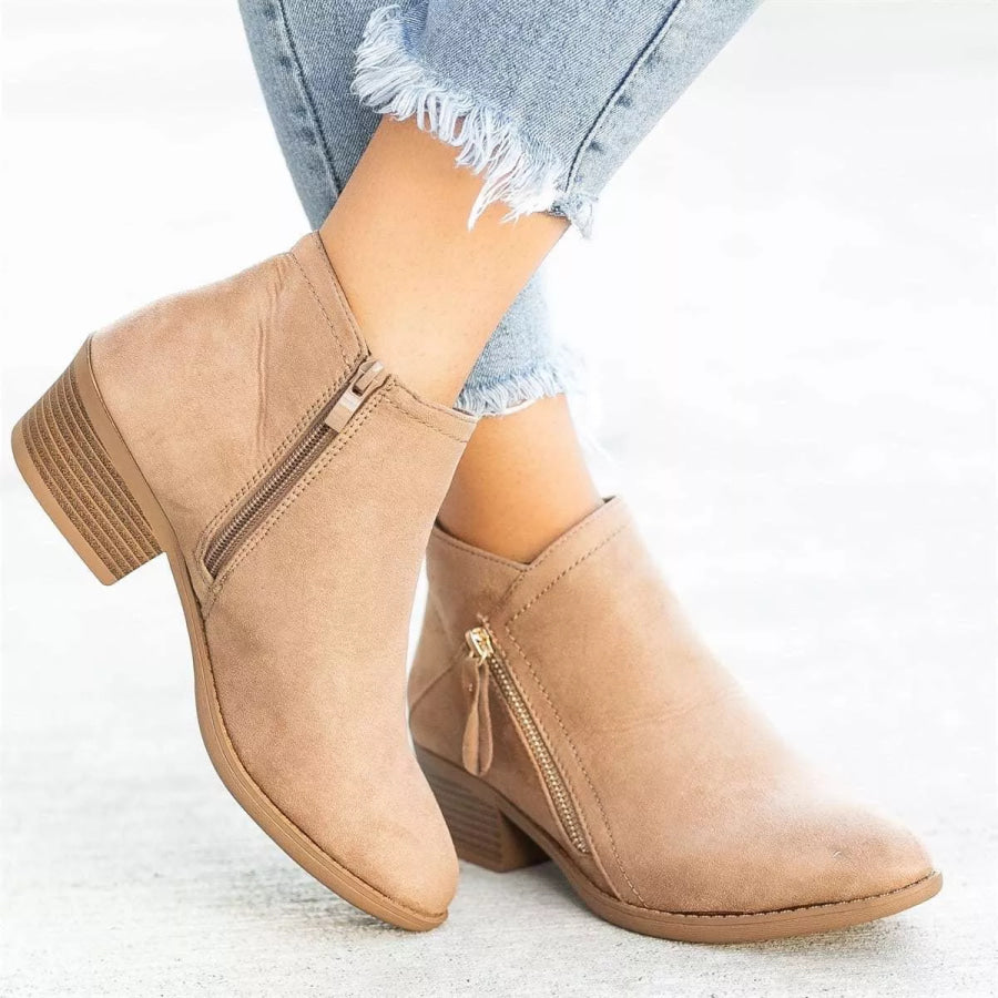 Point Toe Block Heel Boots Apparel and Accessories