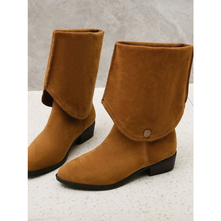 Point Toe Block Heel Boots Apparel and Accessories