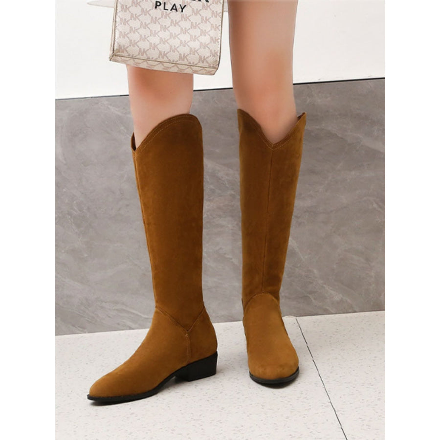 Point Toe Block Heel Boots Apparel and Accessories