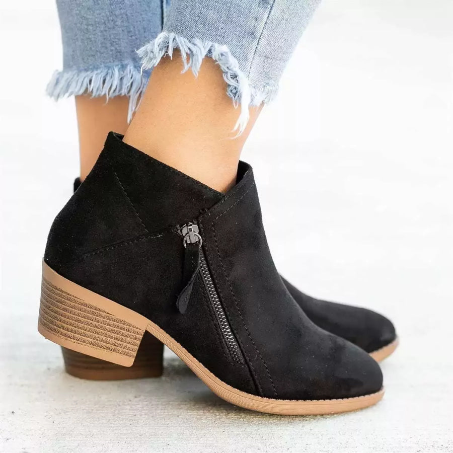 Point Toe Block Heel Boots Apparel and Accessories