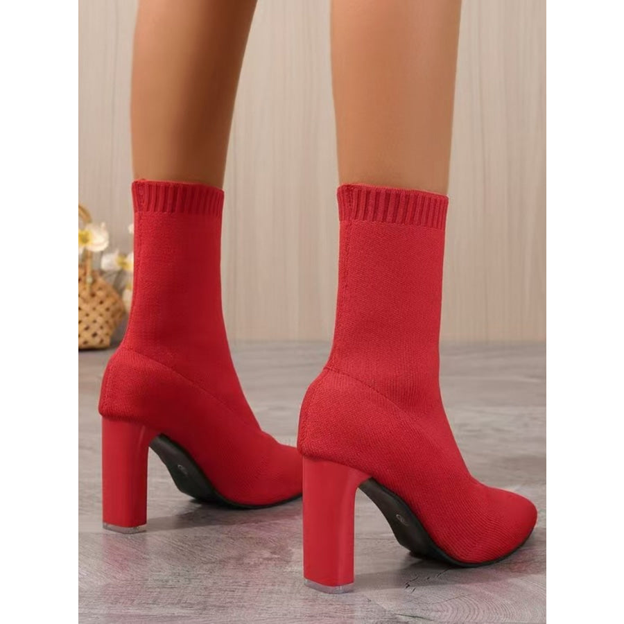 Point Toe Block Heel Boots Apparel and Accessories