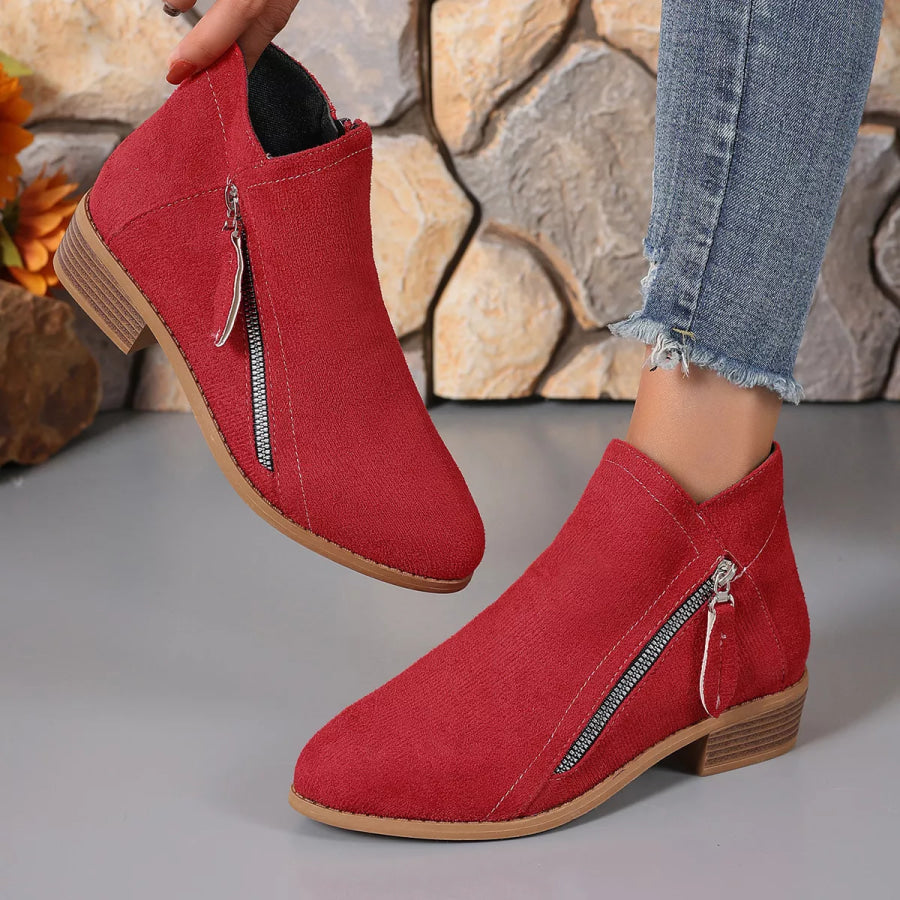 Point Toe Block Heel Boots Apparel and Accessories