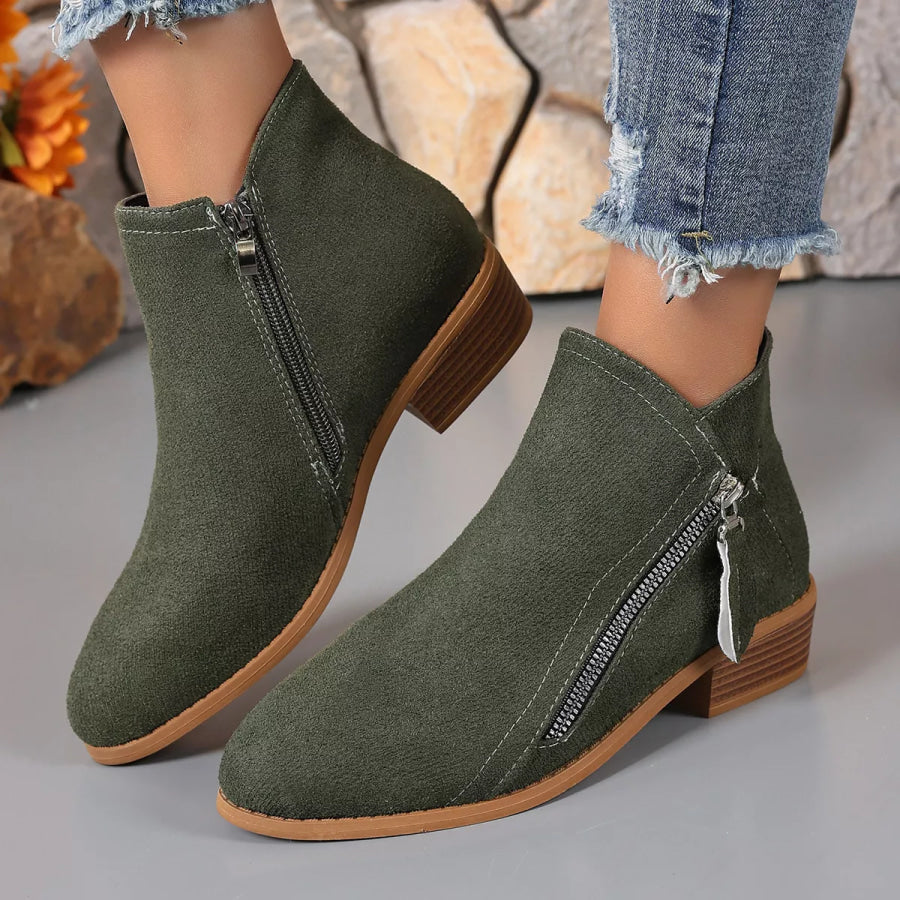 Point Toe Block Heel Boots Apparel and Accessories