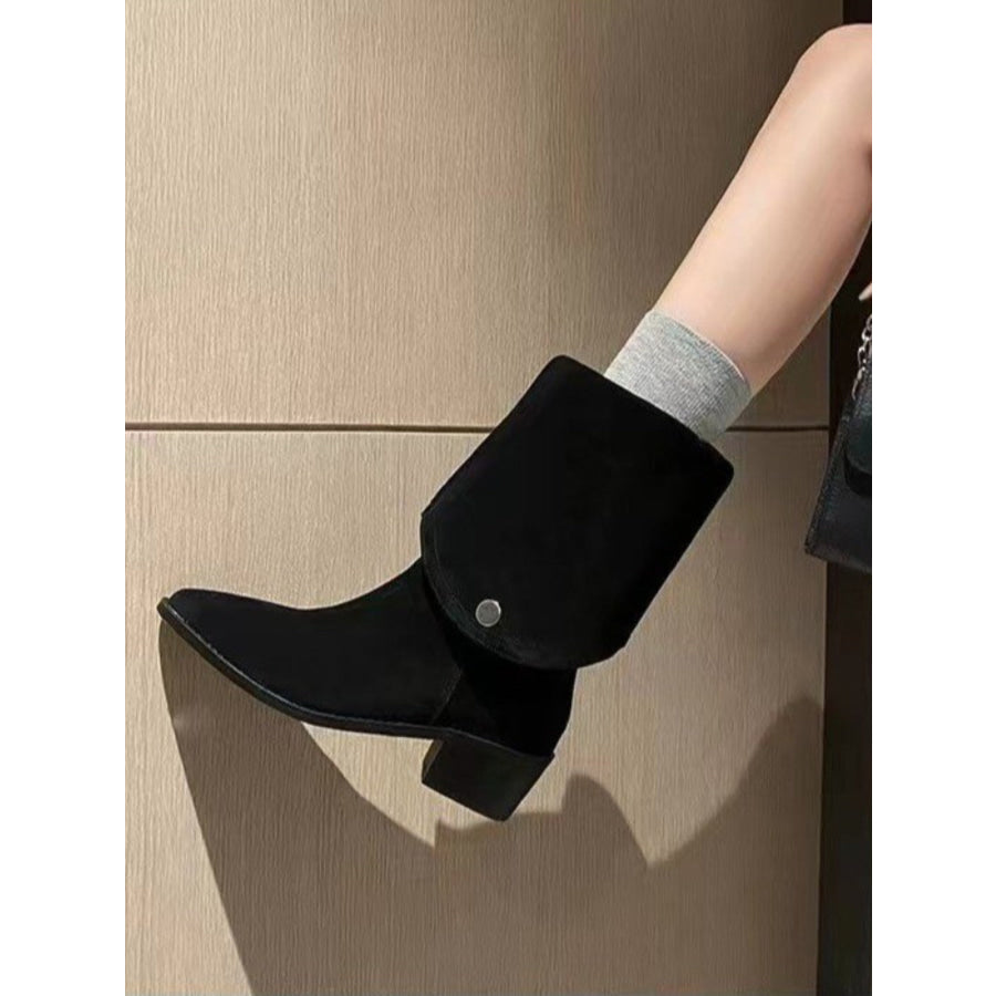 Point Toe Block Heel Boots Black / 36(US5) Apparel and Accessories