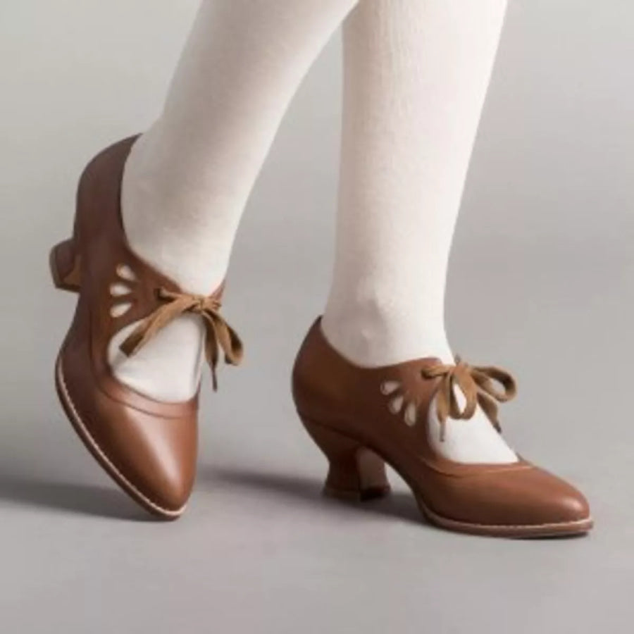 Point Toe Block Heel Shoes Dark Brown / 35 Apparel and Accessories
