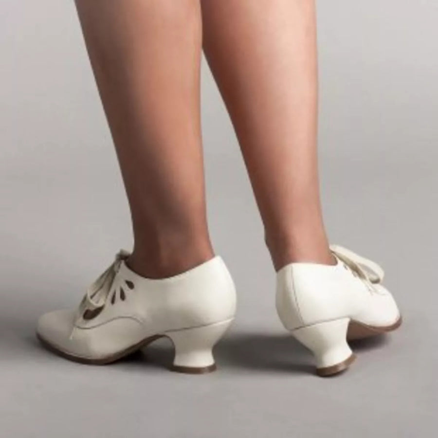 Point Toe Block Heel Shoes White / 35 Apparel and Accessories