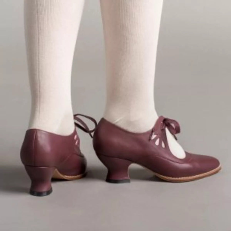 Point Toe Block Heel Shoes Wine Red / 35 Apparel and Accessories