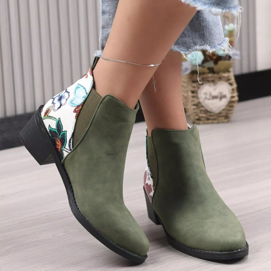 Point Toe Block Heels Ankle Boots Apparel and Accessories